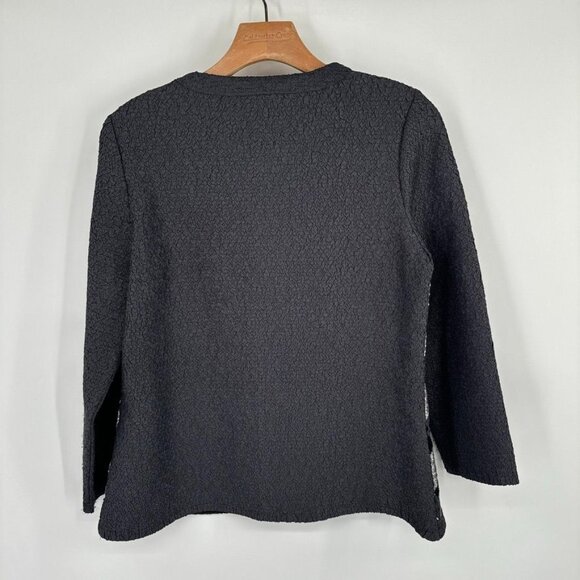 Berek Womens Black Gray crinkle Textured Open Front jacket Size Small - Picture 7 of 7